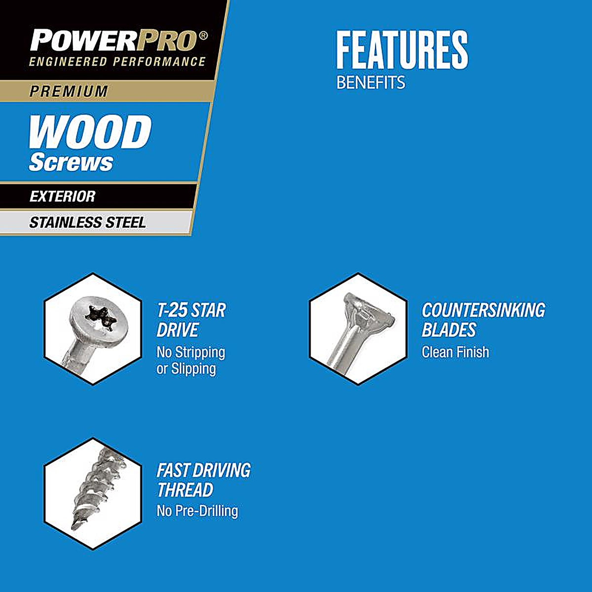 Hillman 48625 Power Pro No. 8 x 1-3/4 in. L Star Flat Head Exterior Deck Screws 5 lb.