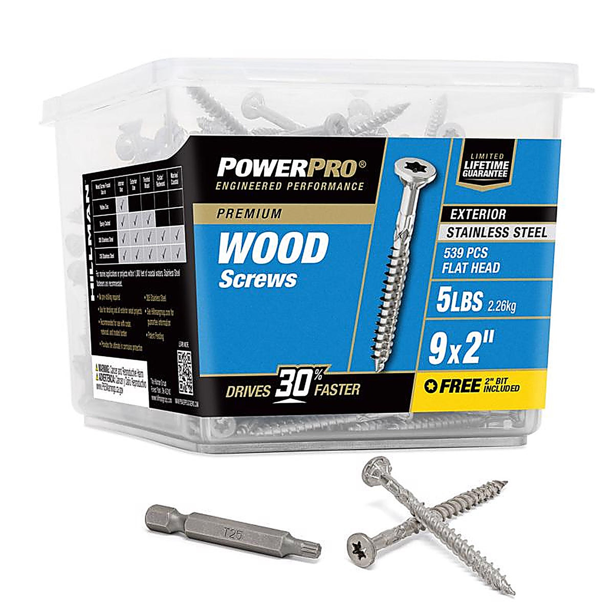 Hillman 48626 Power Pro No. 9 x 2 in. L Star Flat Head Exterior Deck Screws 5 lb.