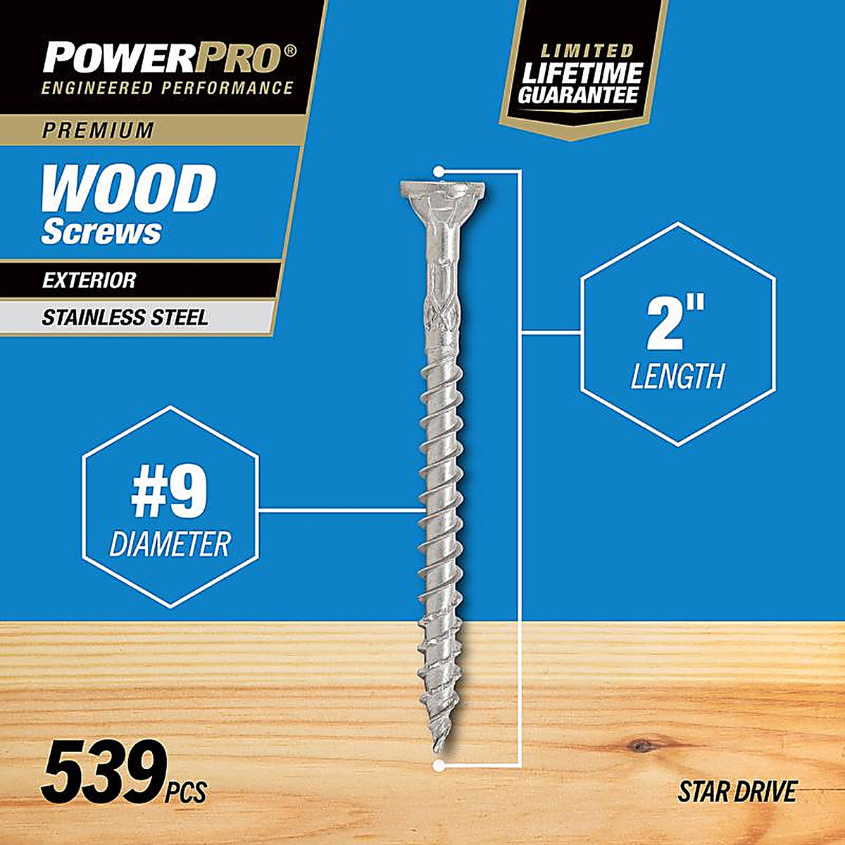 Hillman 48626 Power Pro No. 9 x 2 in. L Star Flat Head Exterior Deck Screws 5 lb.