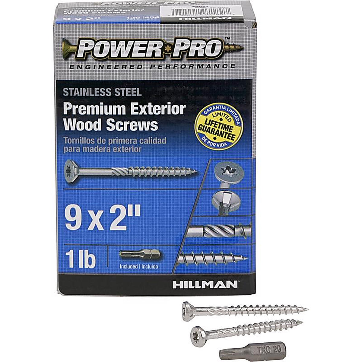 Hillman 48621 Power Pro No. 9 x 2 in. L Star Flat Head Exterior Deck Screws 1 lb.