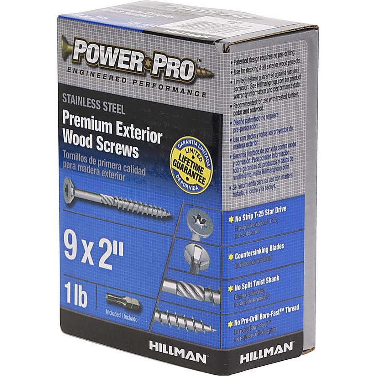 Hillman 48621 Power Pro No. 9 x 2 in. L Star Flat Head Exterior Deck Screws 1 lb.