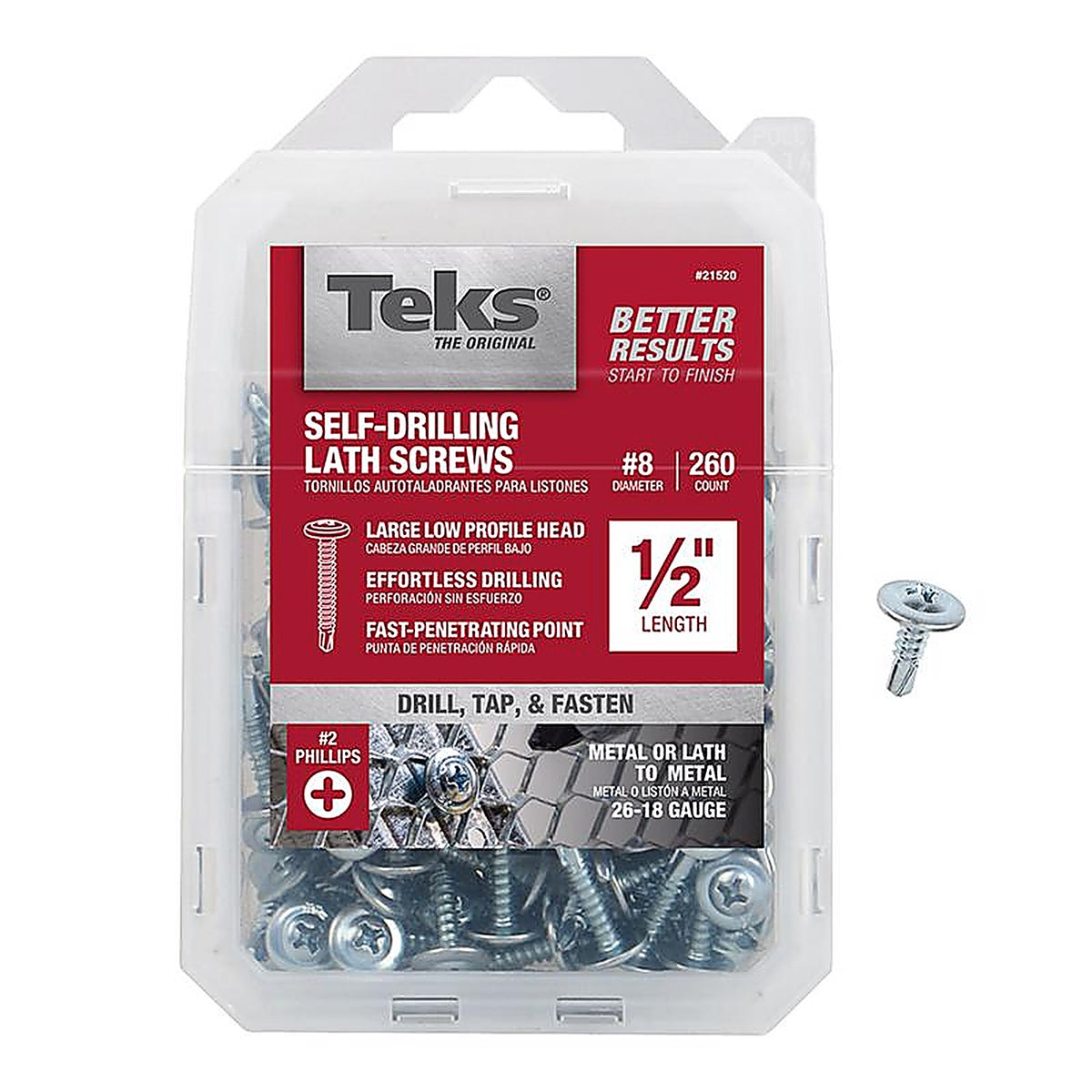 Teks 21520 No. 8 x 1/2 in. L Phillips Truss Head Lath Screws 260/Pack