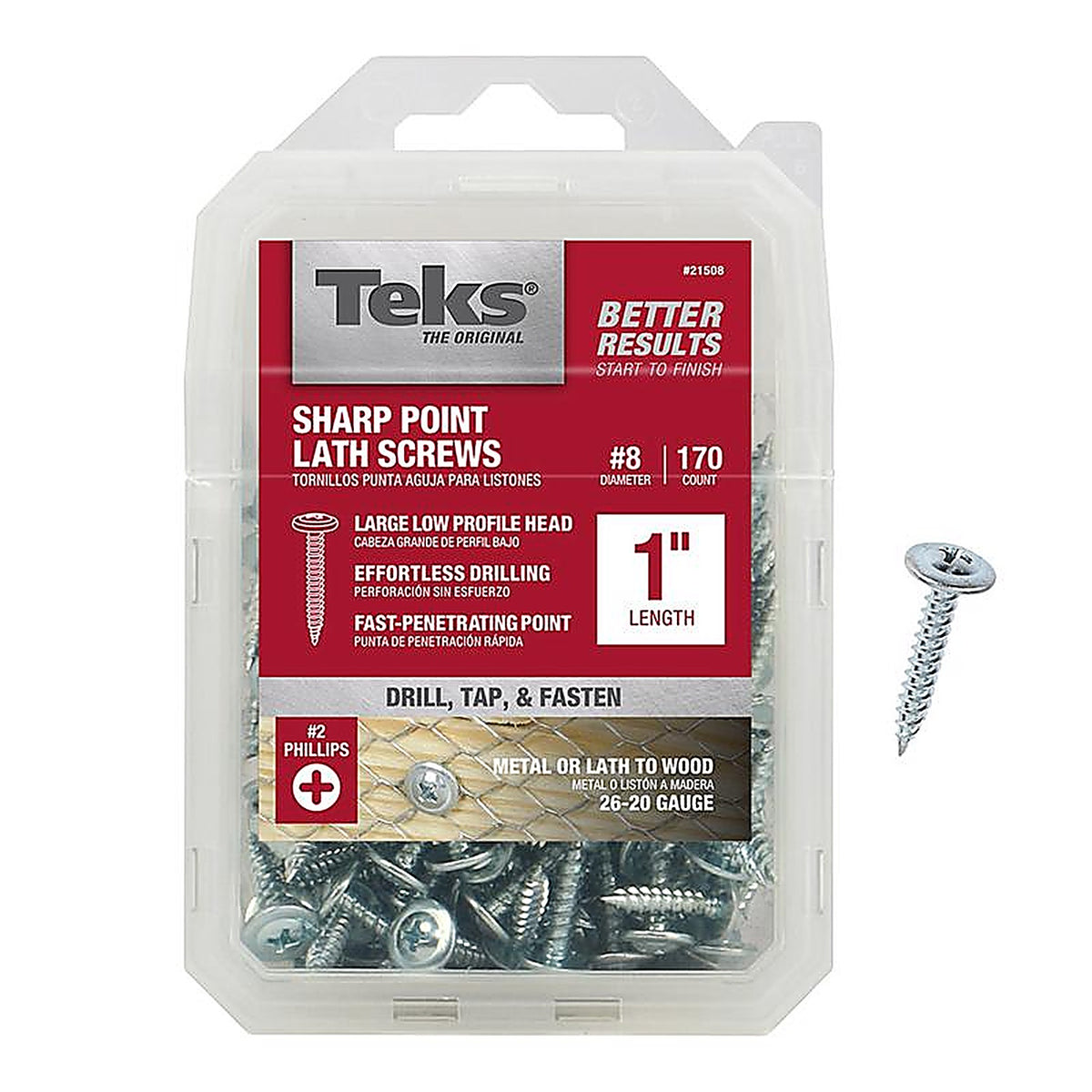 Teks 21508 No. 8 x 1 in. L Phillips Truss Head Lath Screws 1 70/Pack