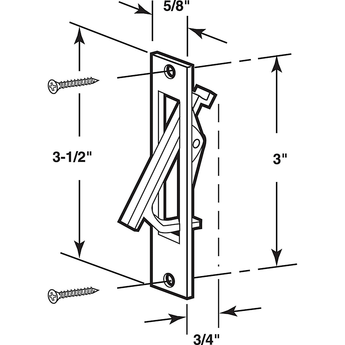 Prime-Line - N 6768 - 3.5 in. L Brass-Plated Gold Metal Pocket Door Flush Pull