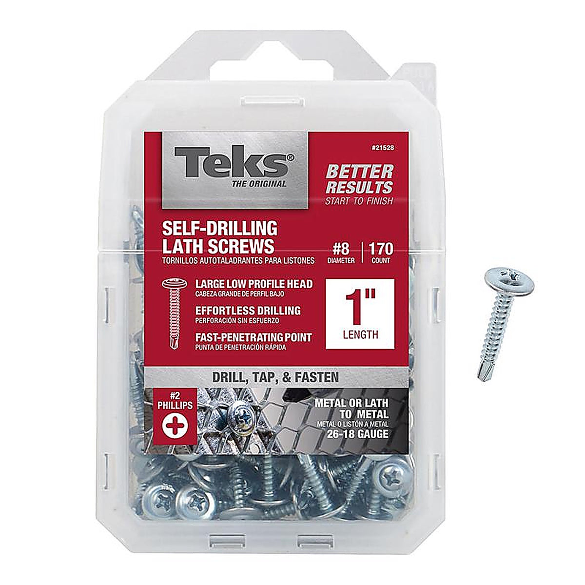 Teks 21528 No. 8 x 1 in. L Phillips Truss Head Lath Screws 1 70/Pack