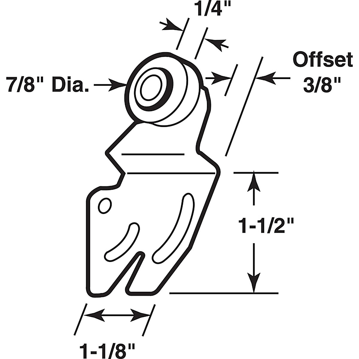 Prime-Line - N 6841 - 7/8 in. D X 1/4 in. L Mill Nylon/Steel Roller Assembly 2 pk