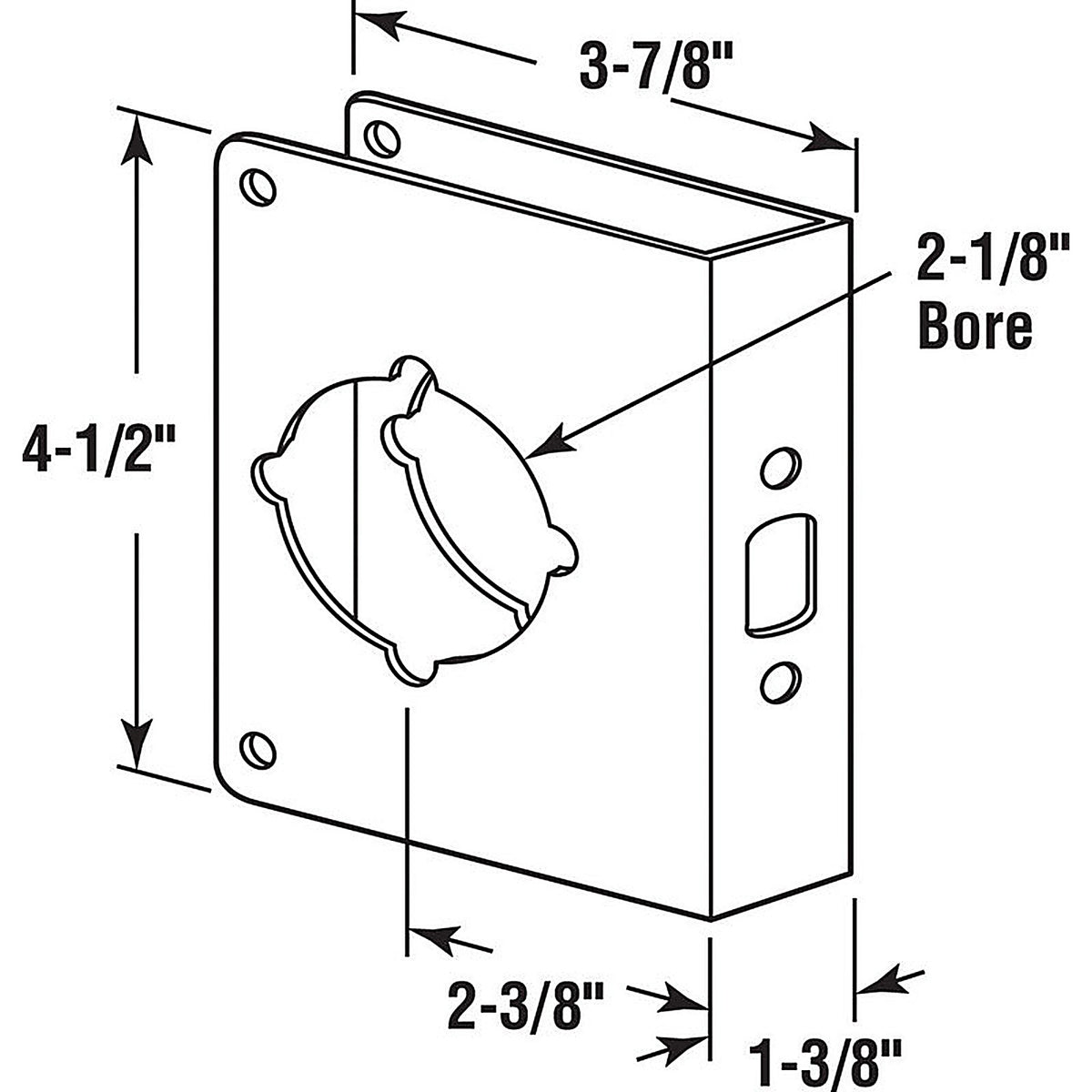 Prime-Line U9555 4.5 in. H x 3.875 in. L Brass-Plated Brass Door Reinforcer