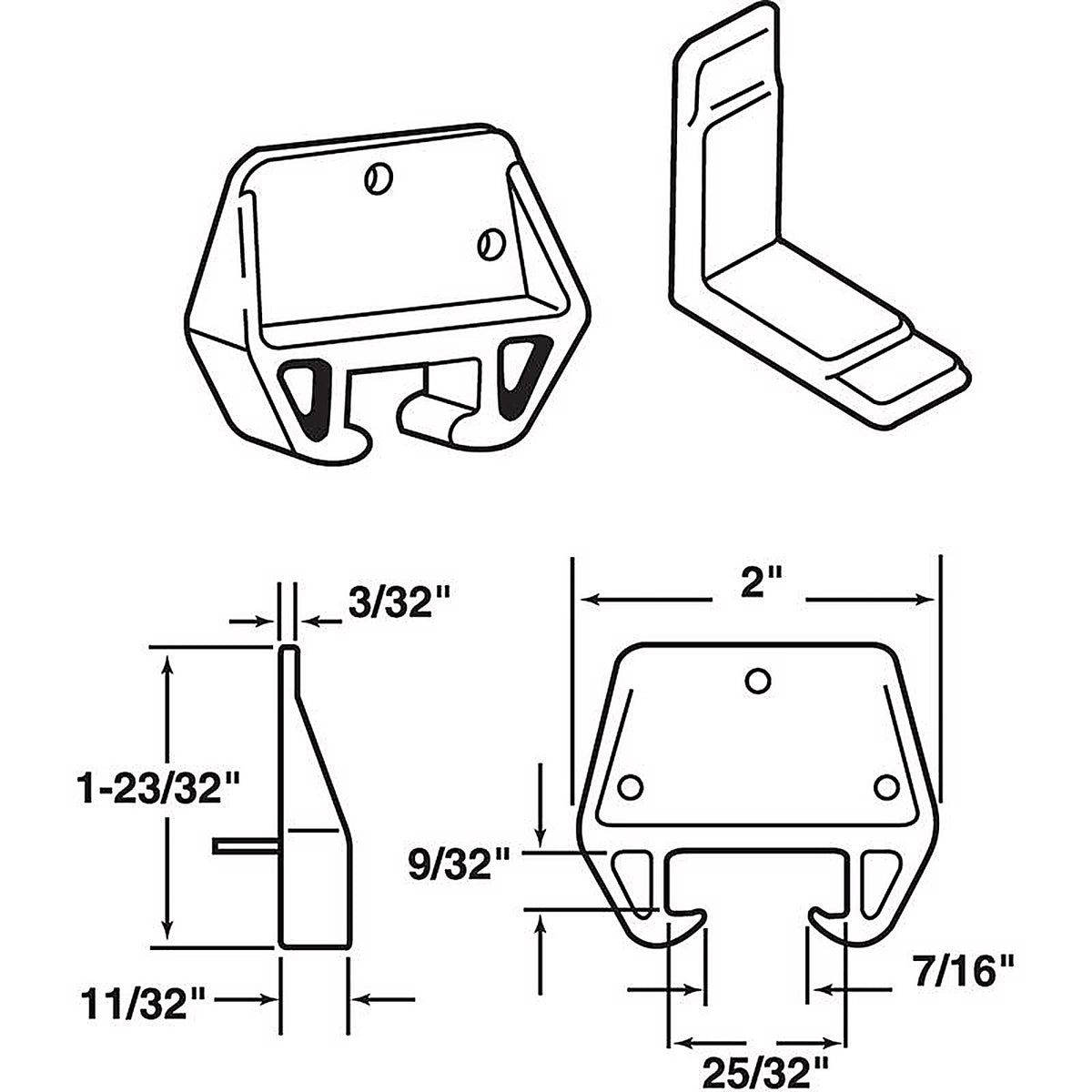 Prime-Line - R 7082 - Plastic Drawer Track Guide 2 pk