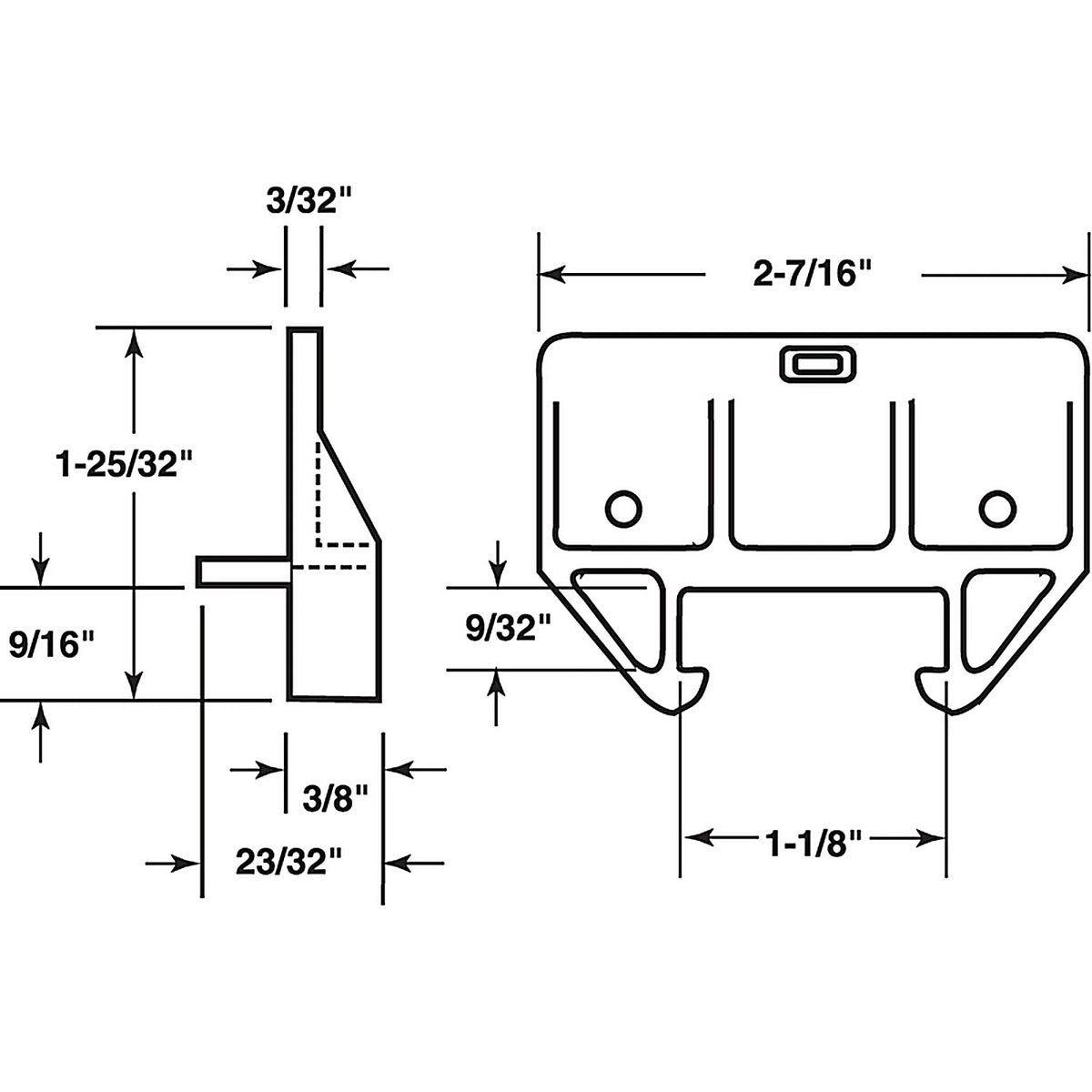 Prime-Line - R 7224 - Plastic Center Guide Drawer Track Guide 1 pk
