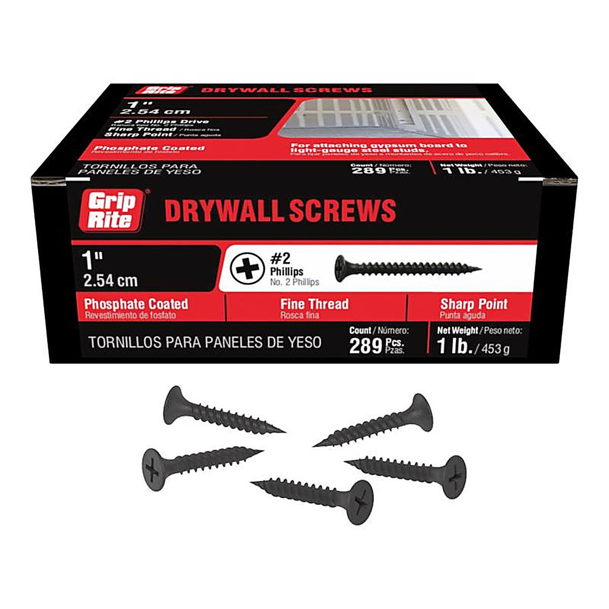 Grip-Rite 1DWS1 No. 6 x 1 in. L Phillips Drywall Screws 1 lb. 313/Pack