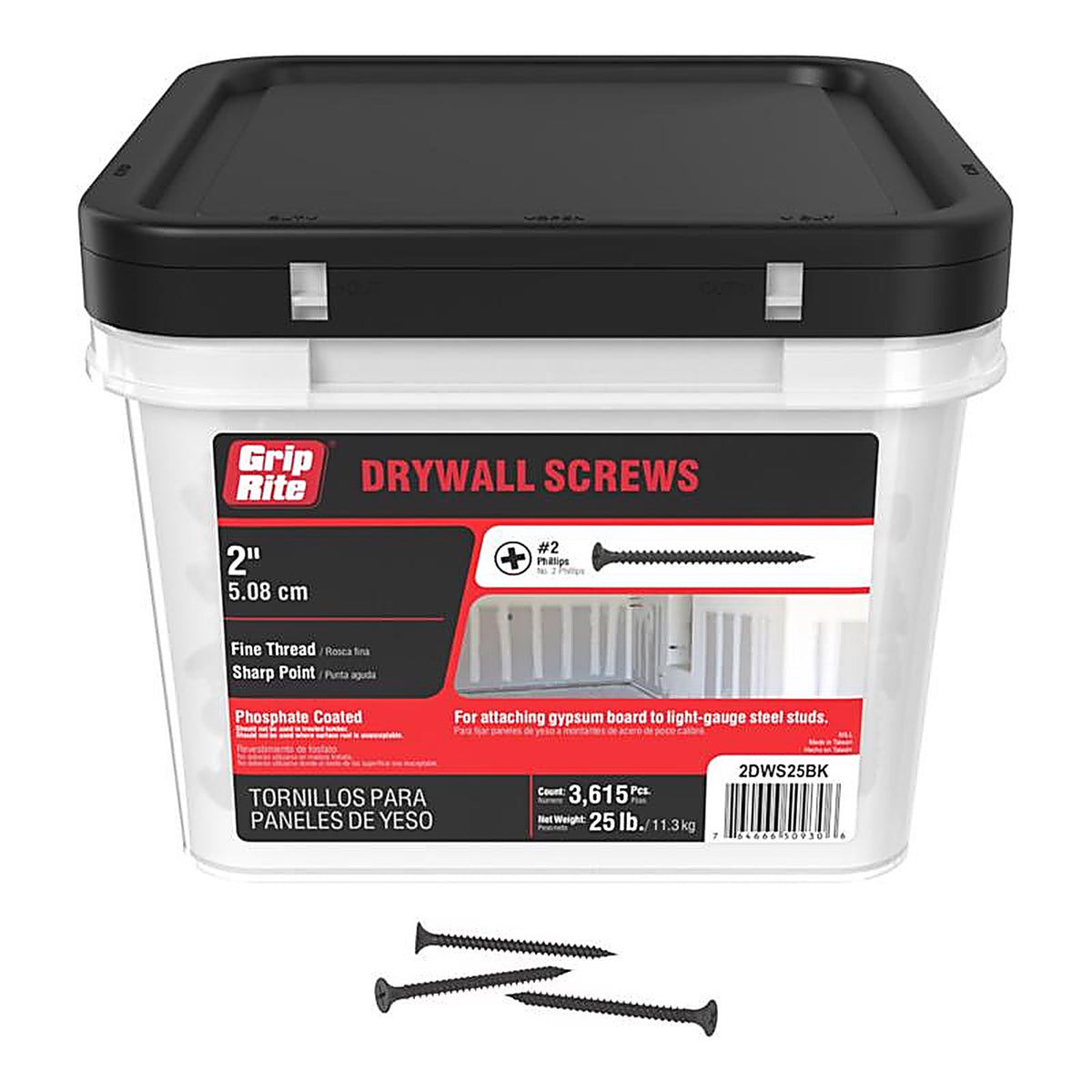 Grip-Rite 2DWS25BK No. 6 x 2 in. L Phillips Drywall Screws 25 lb. 4375/Pack