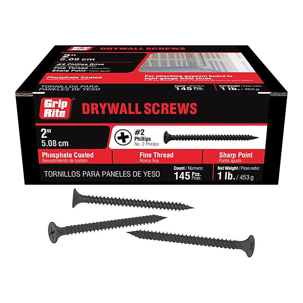 Grip-Rite 2DWS1 No. 6 x 2 in. L Phillips Drywall Screws 1 lb. 175/Pack