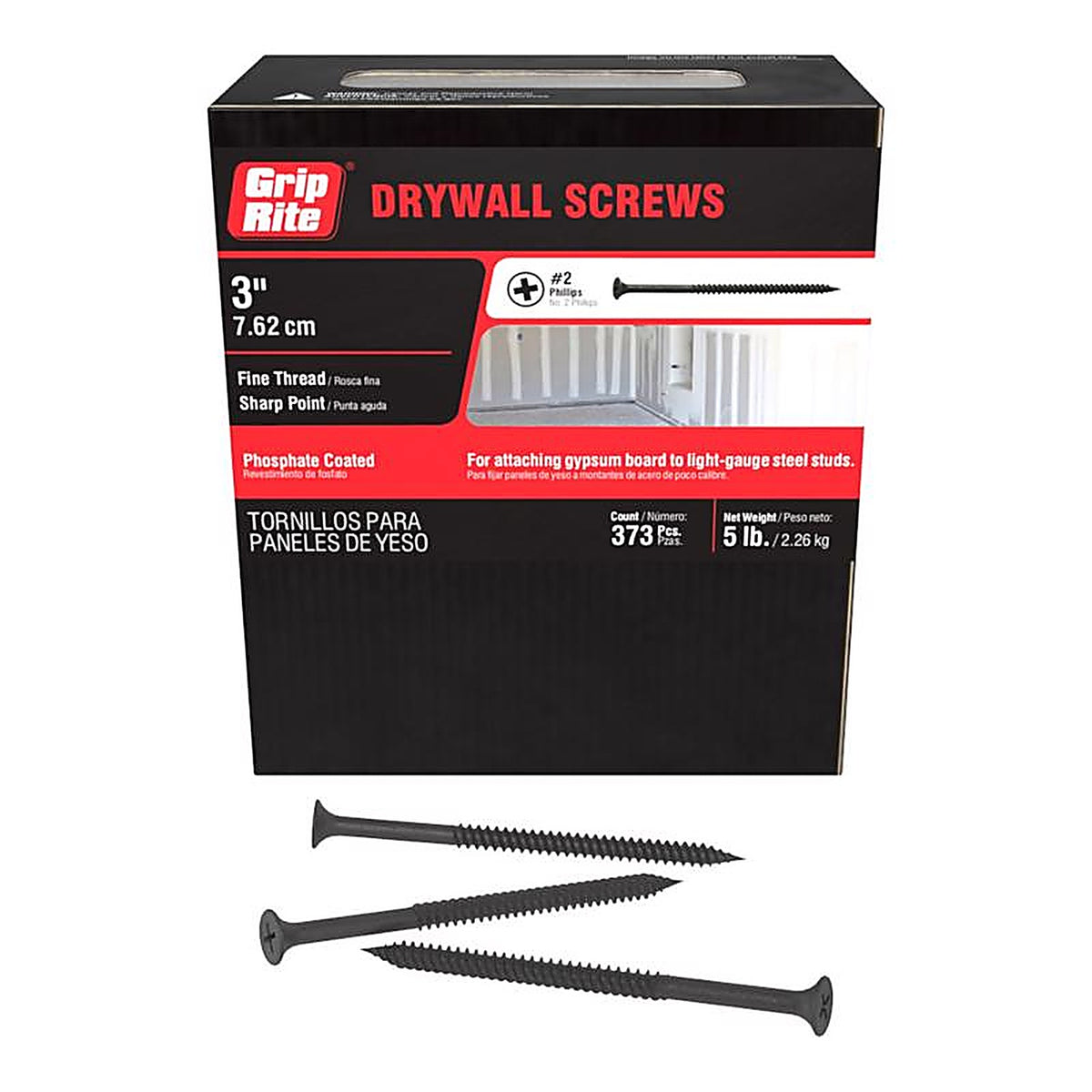 Grip-Rite 3DWS5 No. 8 x 3 in. L Phillips Drywall Screws 5 lb. 415/Pack