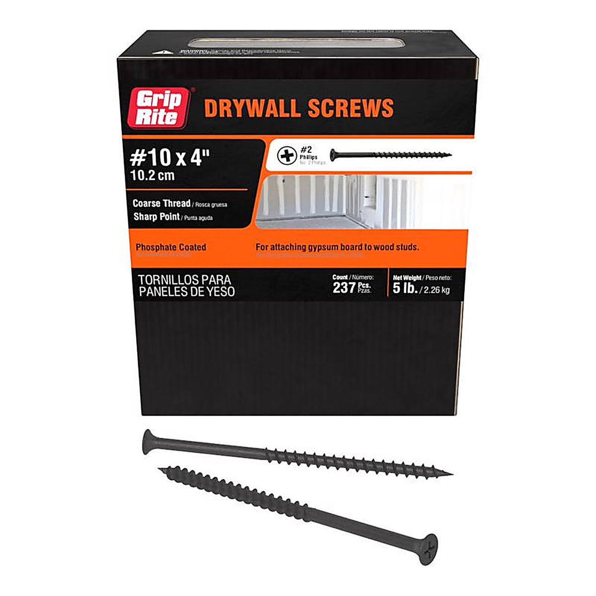 Grip-Rite 4CDWS5 No. 10 x 4 in. L Phillips Drywall Screws 5 lb. 215/Pack