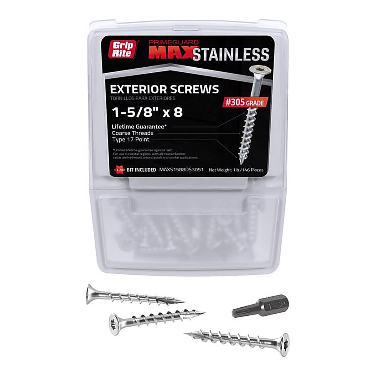 Grip-Rite MAXS1588DS3051 PrimeGuard Max No. 8 wire X 1.625 in. L Star Bugle Head Deck Screws 1 lb 150 pk