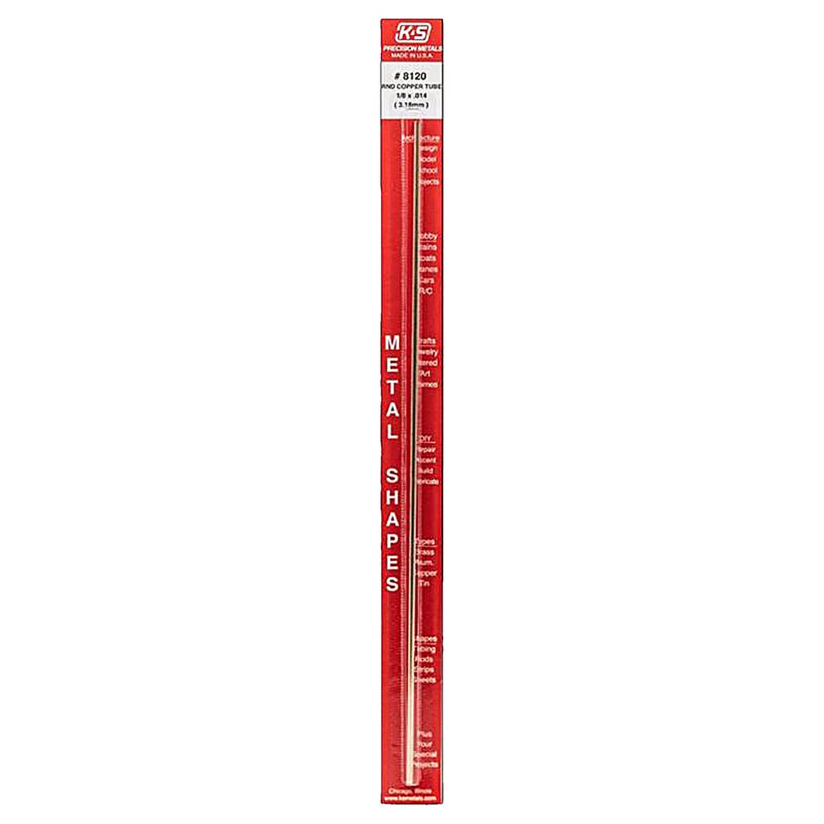 K&S 8120 1/8 in. Dia. x 1 ft. L Copper Tubing