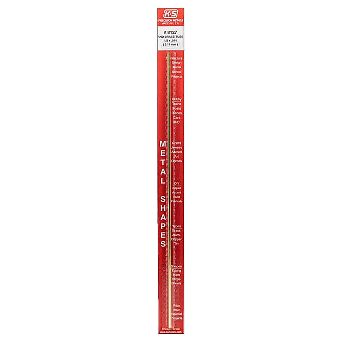 K&S 8127 1/8 in. Dia. x 12 in. L Round Brass Tube 1/Pack