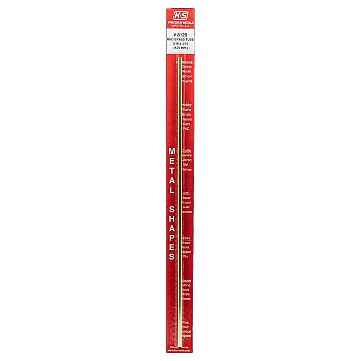 K&S 8129 3/16 in. Dia. x 12 in. L Round Brass Tube 1/Pack