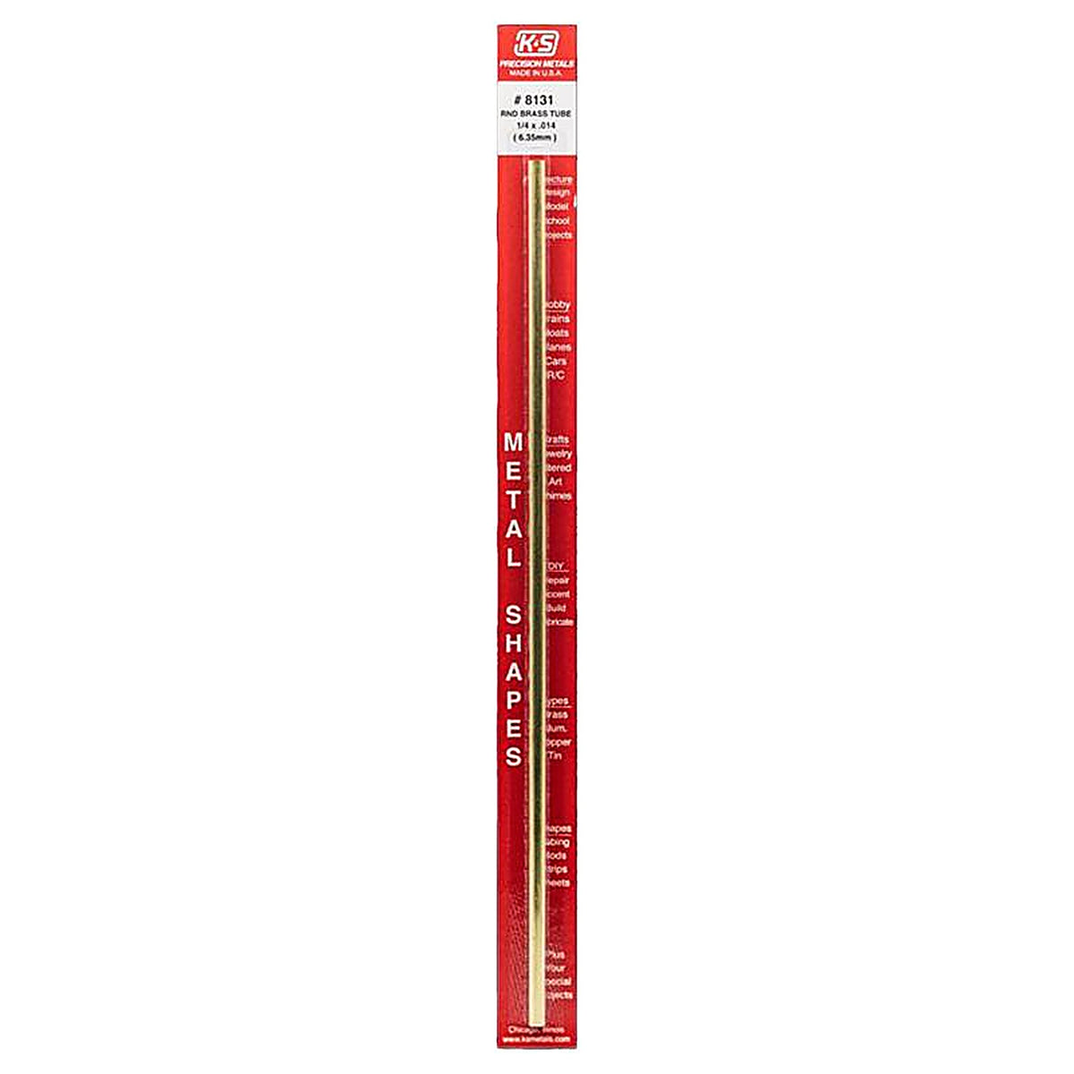 K&S 8131 1/4 in. Dia. x 12 in. L Round Brass Tube 1/Pack