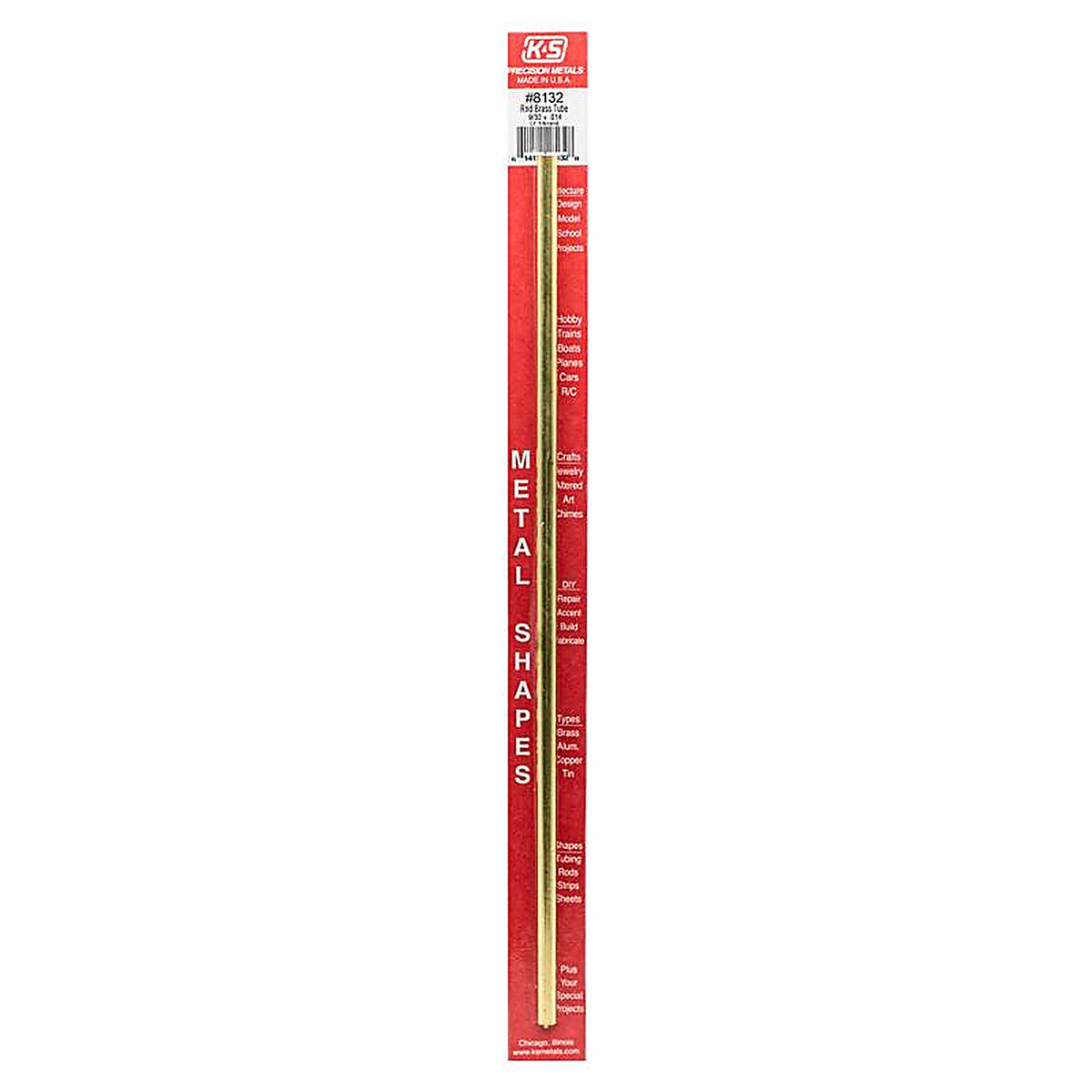 K&S 8132 9/32 in. Dia. x 12 in. L Round Brass Tube 1/Pack