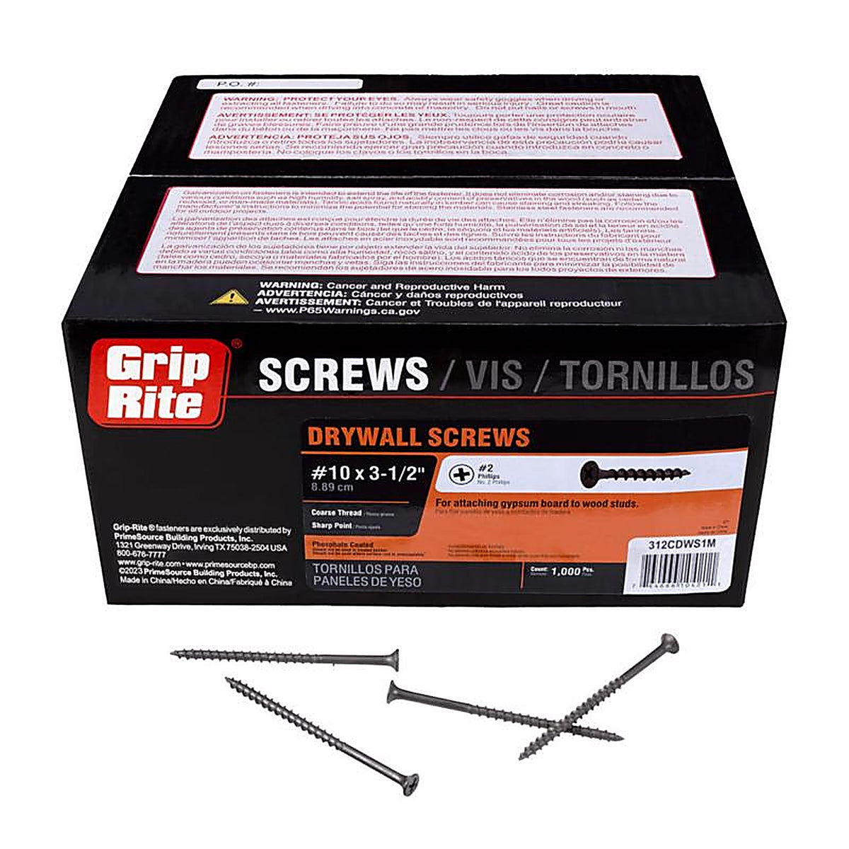 Grip-Rite 312CDWS1 No. 10 x 3-1/2 in. L Phillips Drywall Screws 1 lb.