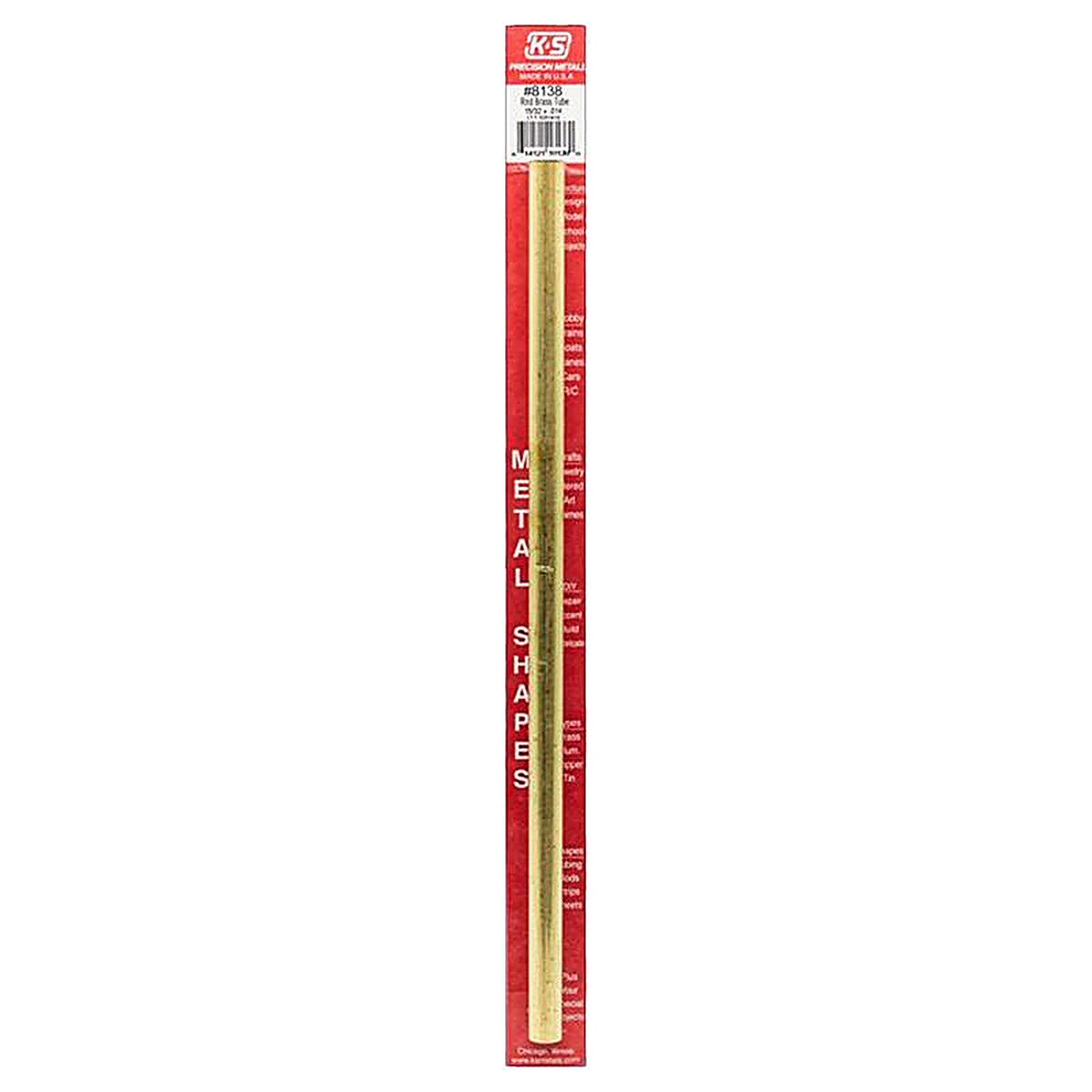 K&S 8138 15/32 in. Dia. x 12 in. L Round Brass Tube 1/Pack