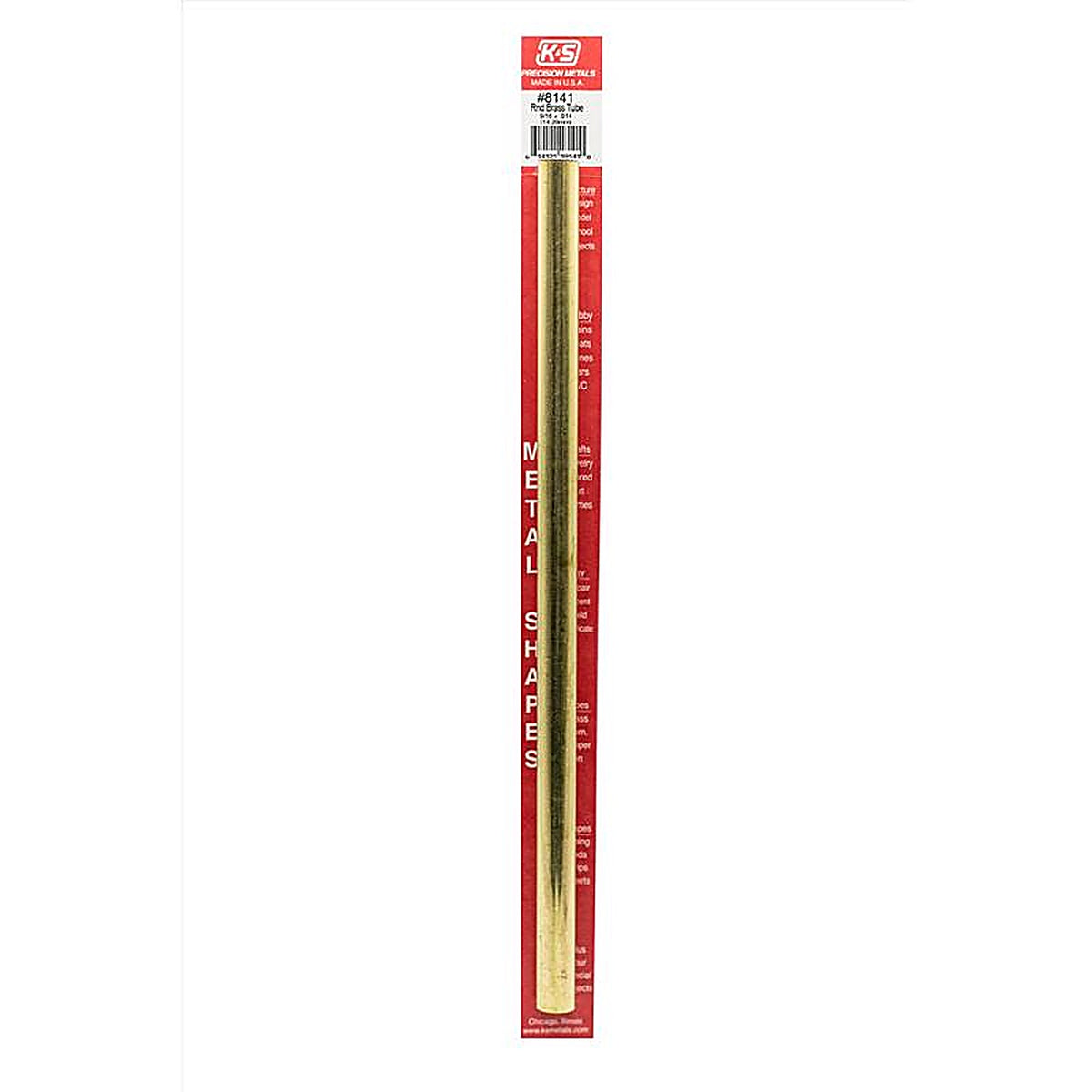 K&S 8141 9/16 in. Dia. x 12 in. L Round Brass Tube 1/Pack