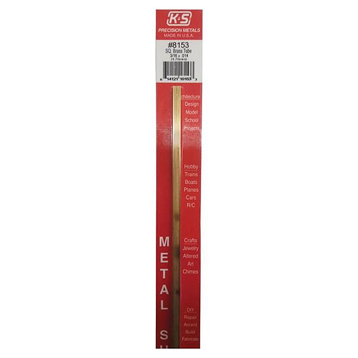 K&S 8153 3/16 in. W x 12 in. L Square Brass Tube 1/Pack