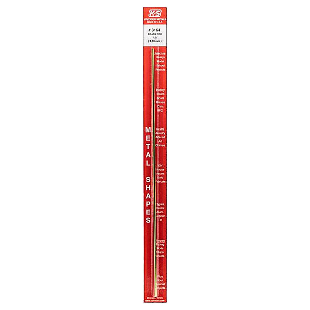 K&S 8164 1/8 in. Dia. x 12 in. L Brass Rod 1/Pack