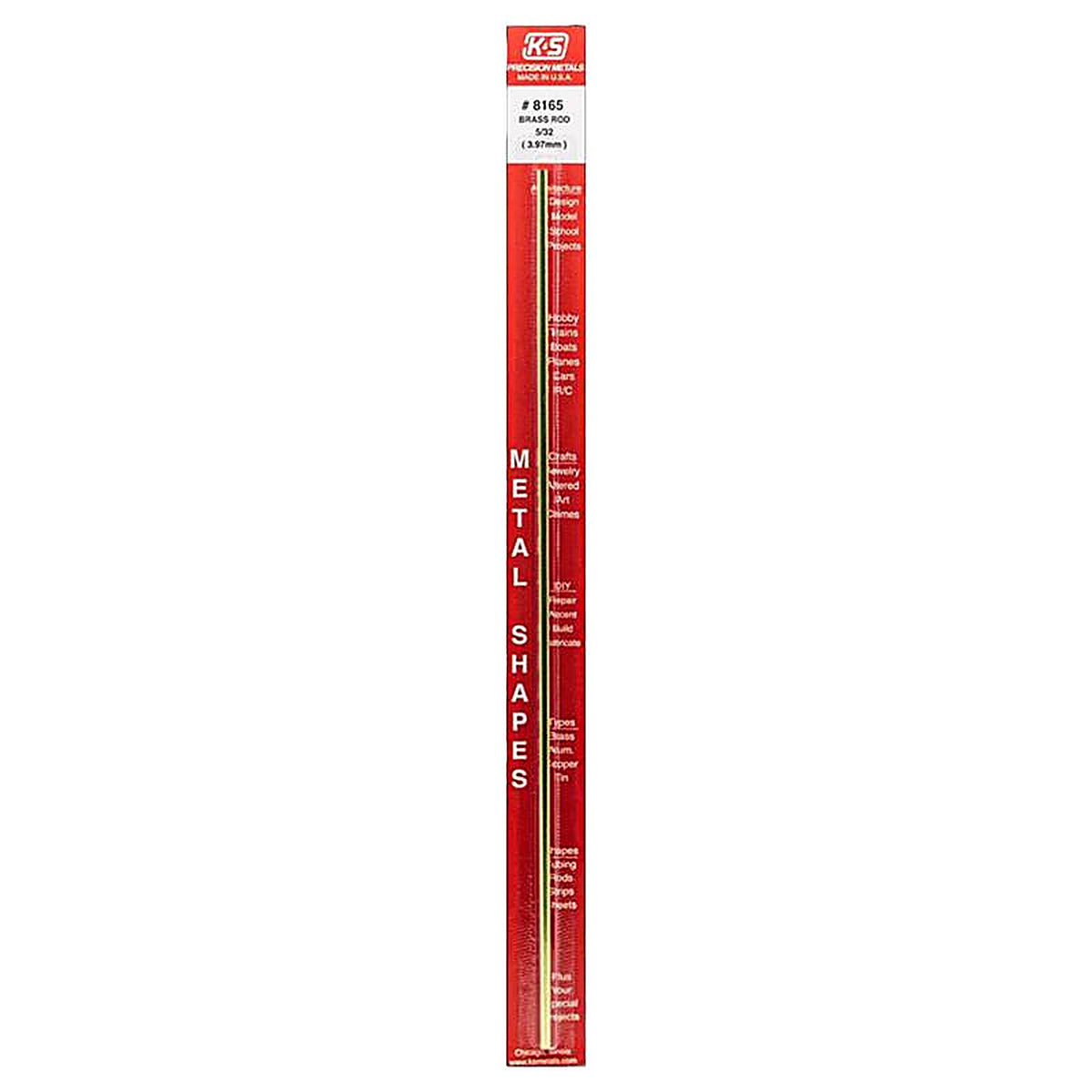K&S 8165 5/32 in. Dia. x 12 in. L Brass Rod 1/Pack