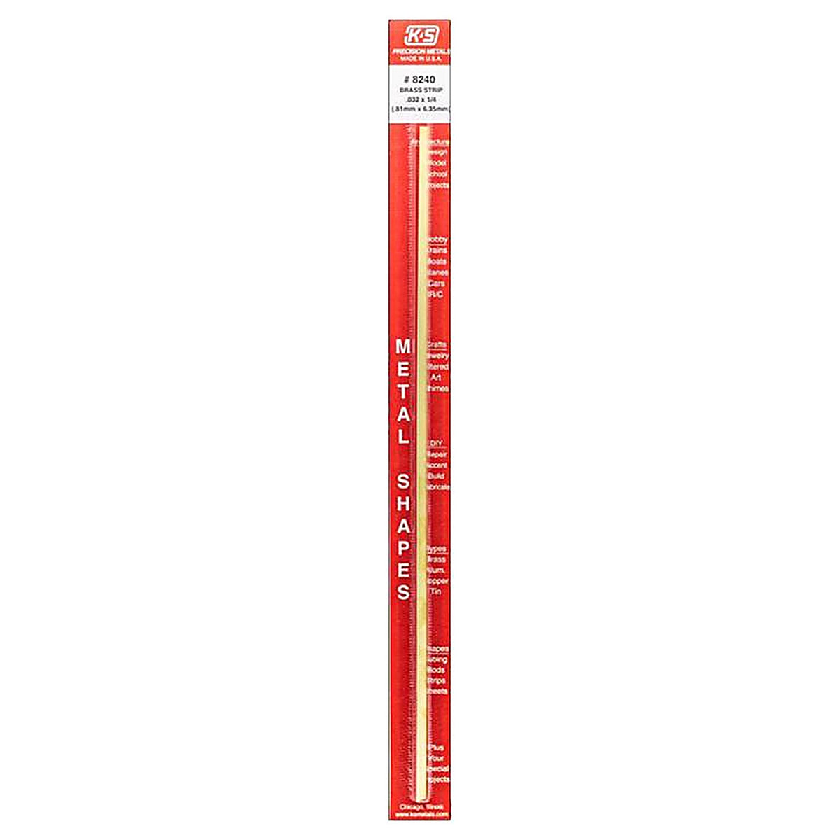 K&S 8240 0.032 in. x 1/4 in. W x 12 in. L Brass Metal Strip
