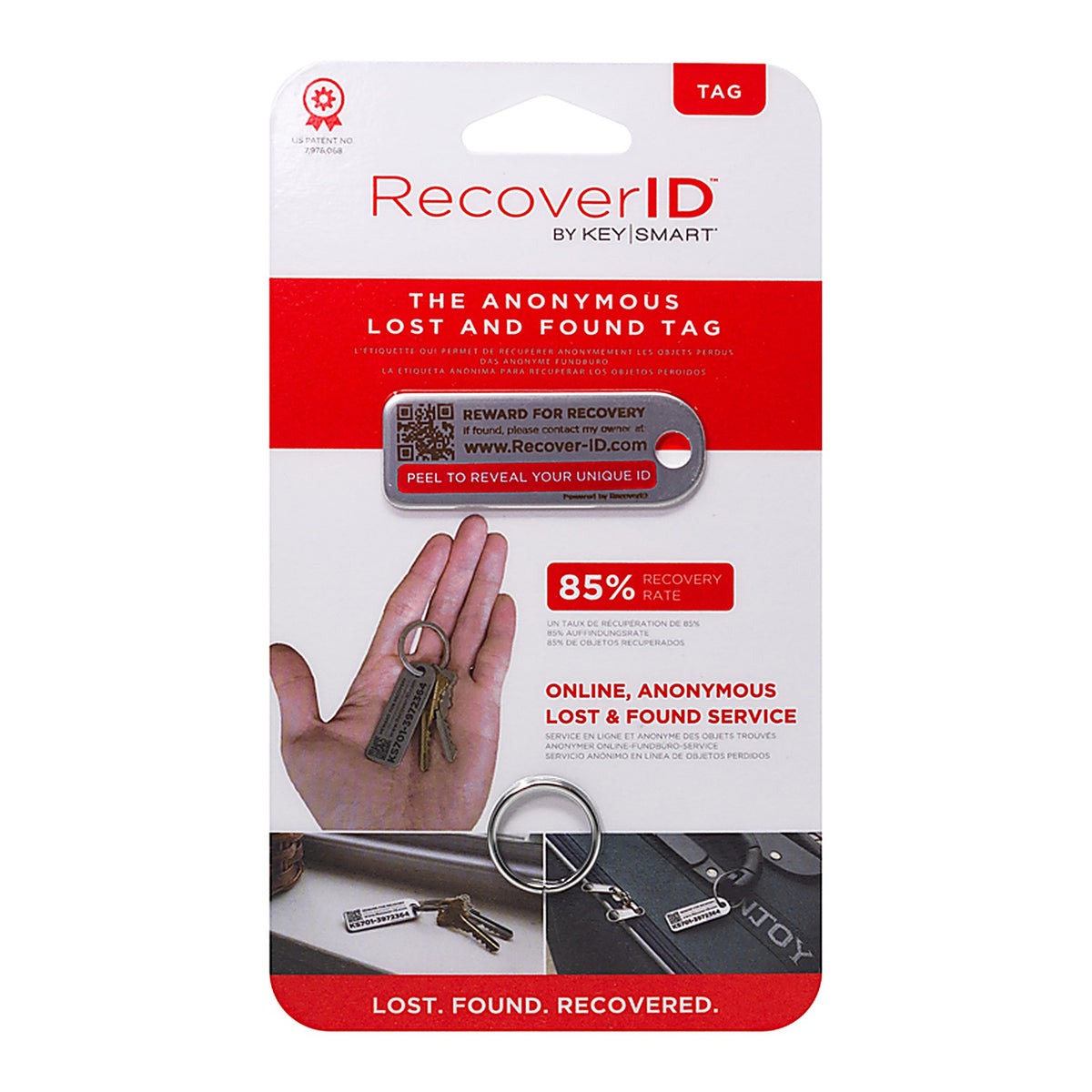 KeySmart KS701-SS RecoverID Stainless Steel Silver Key ID Tag