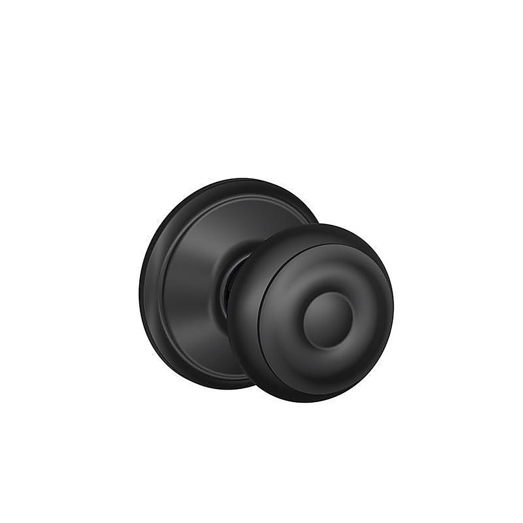 Schlage - F10GGEO622 - F-Series Georgian Matte Black Passage Knob Right or Left Handed