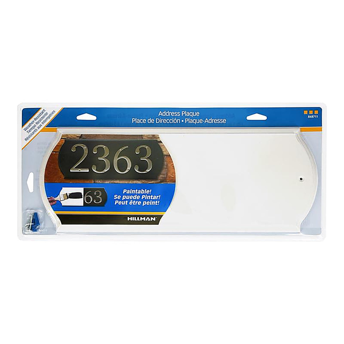 Hillman 848711 White Wood Paintable Address Plate
