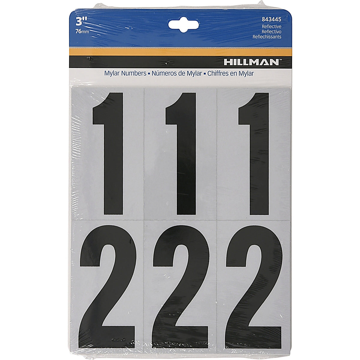 Hillman 843445 3 in. Reflective Black Mylar Self-Adhesive Number Set 0-9 26/pc.