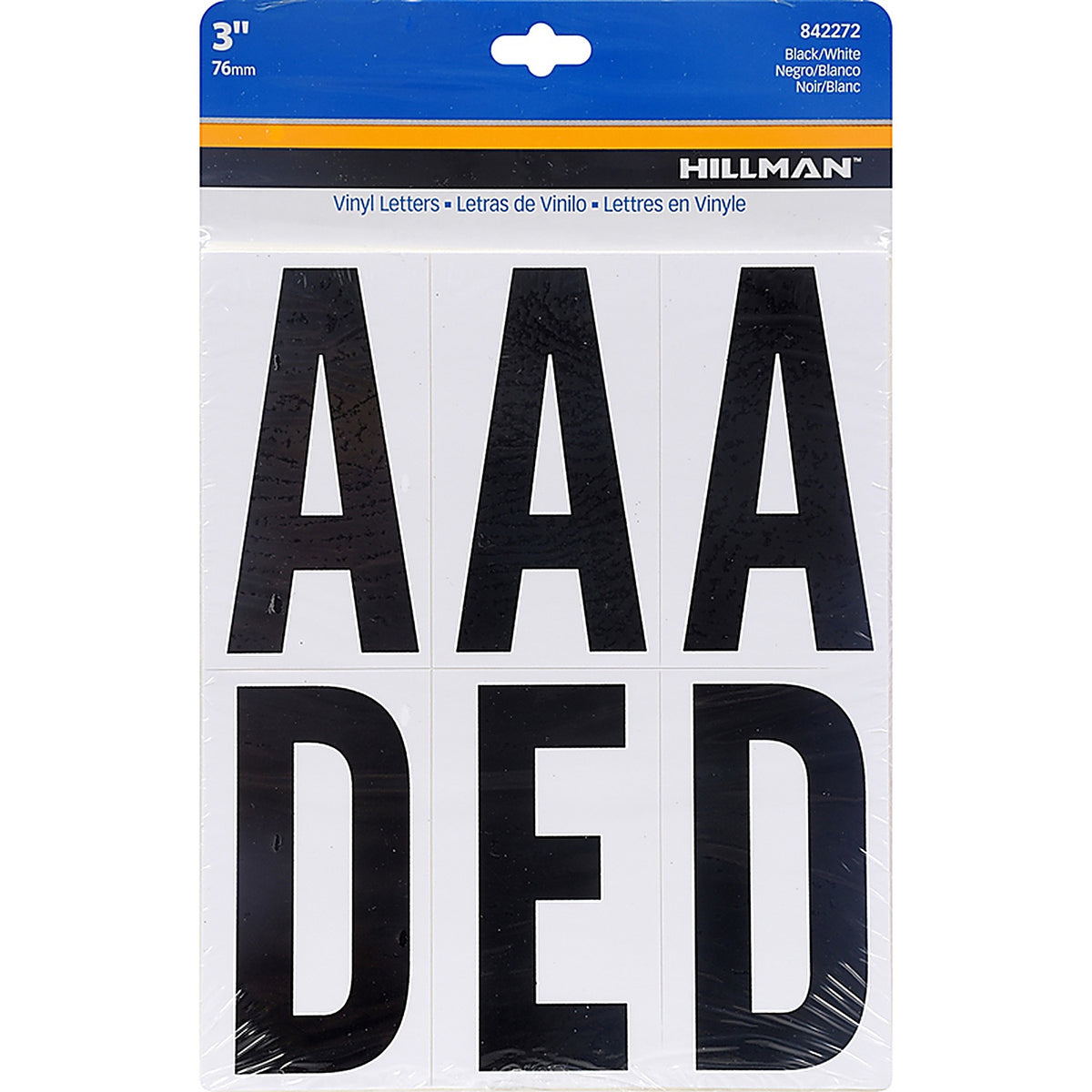 Hillman 842272 3 in. Reflective Black Mylar Self-Adhesive Letter Set A-Z 52/pc.