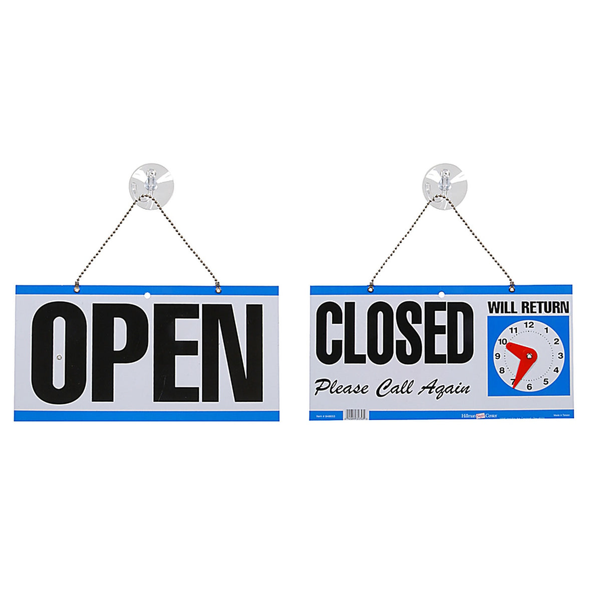 Hillman - 848653 - English White Open/Close Clock Sign 6 In. H X 12 In. W