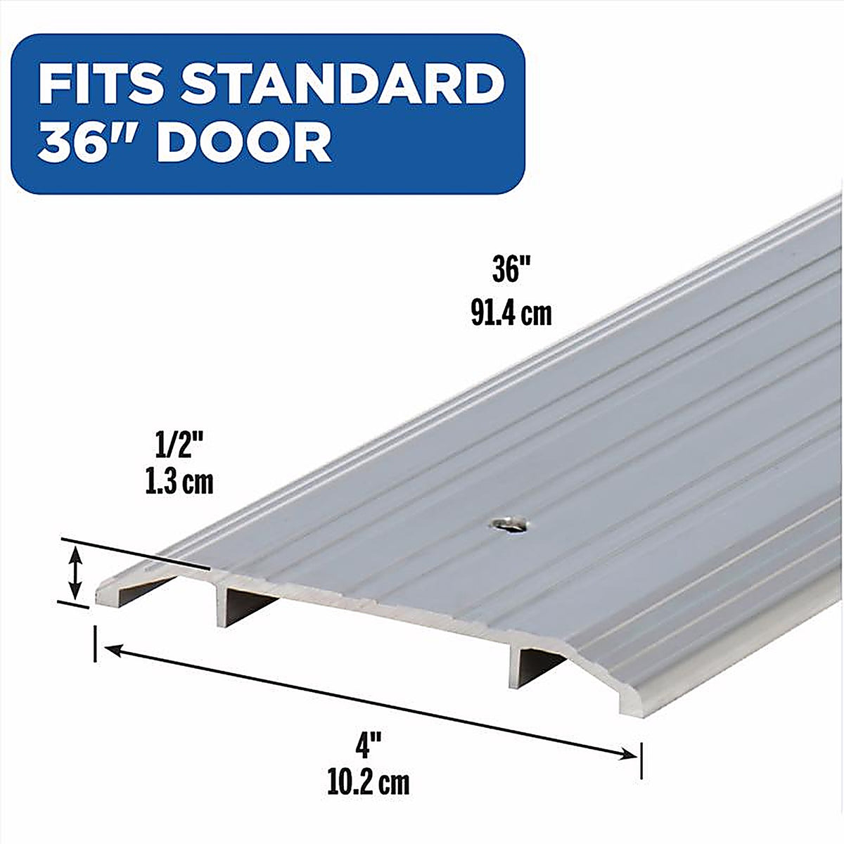 M-D 11502 0.5 H x 4 in. W x 36 in. L Mill Aluminum Fluted Top Threshold Silver