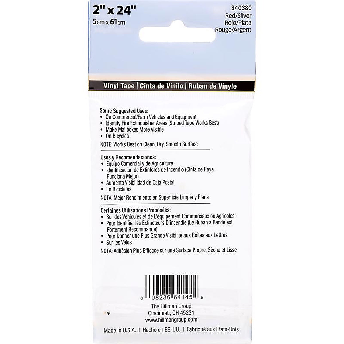 Hillman 840380 2 in. W x 24 in. L Red/White Reflective Safety Tape 1/Pack