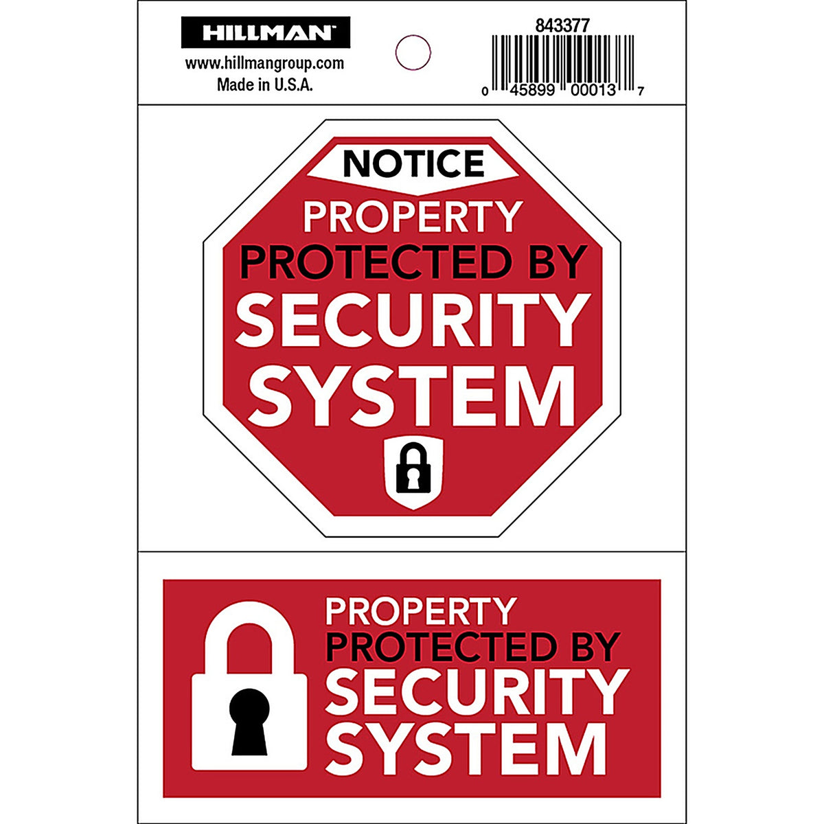 Hillman 843377 English White Security Decal 4 in. H x 6 in. W