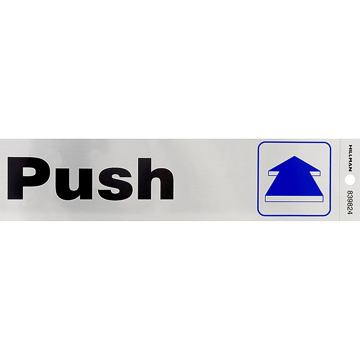 Hillman 839824 English Silver Push/Pull Decal 2 in. H x 8 in. W