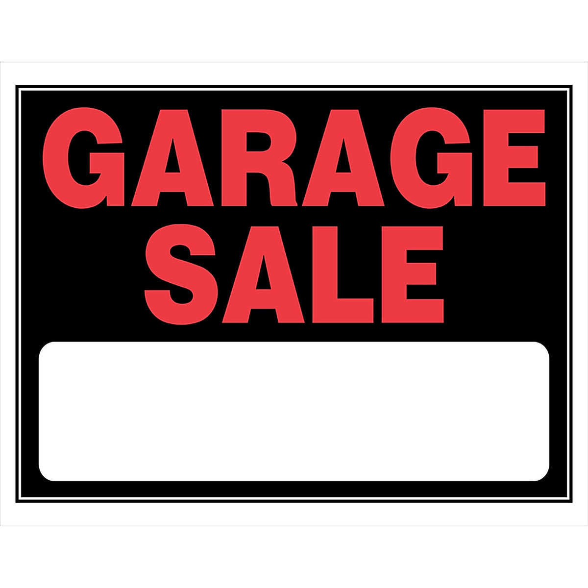 Hillman 840032 English Black Garage Sale Sign 15 in. H x 19 in. W