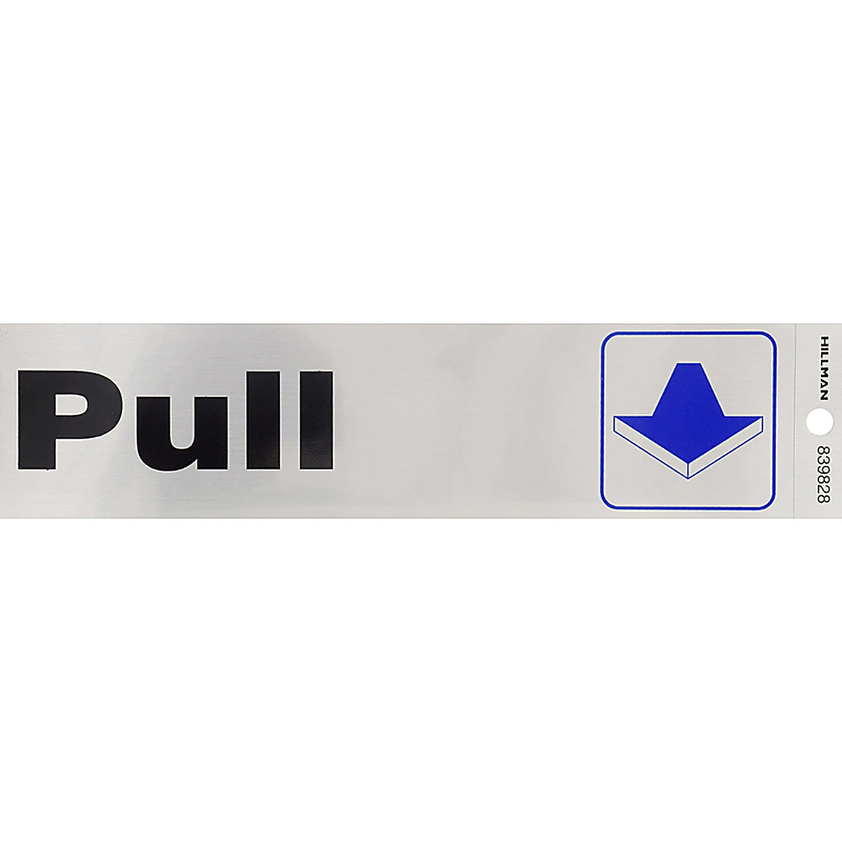 Hillman 839828 English Silver Push/Pull Decal 2 in. H x 8 in. W
