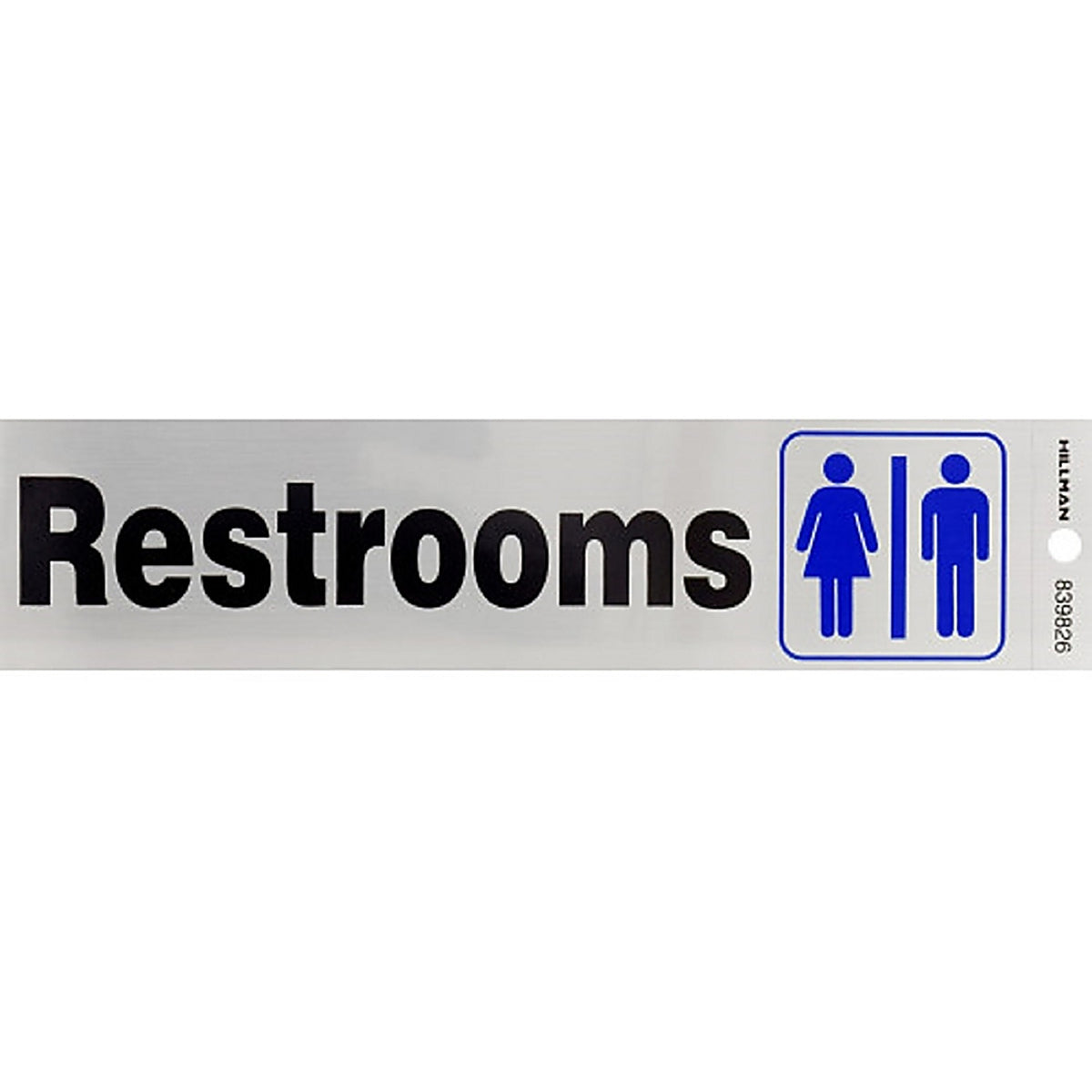 Hillman 839826 English Silver Restroom Decal 2 in. H x 8 in. W
