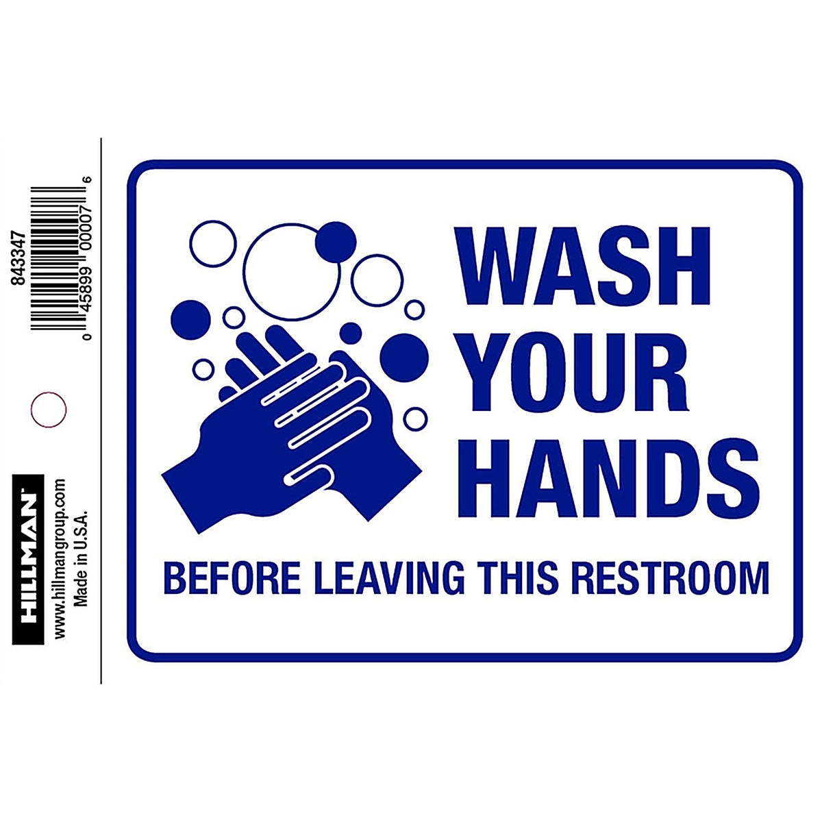 Hillman 843347 English White Restroom Decal 4 in. H x 6 in. W
