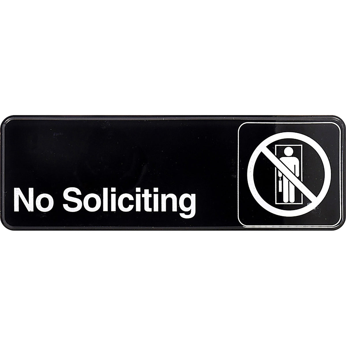 Hillman 848635 English Black No Soliciting Plaque 3 in. H x 9 in. W