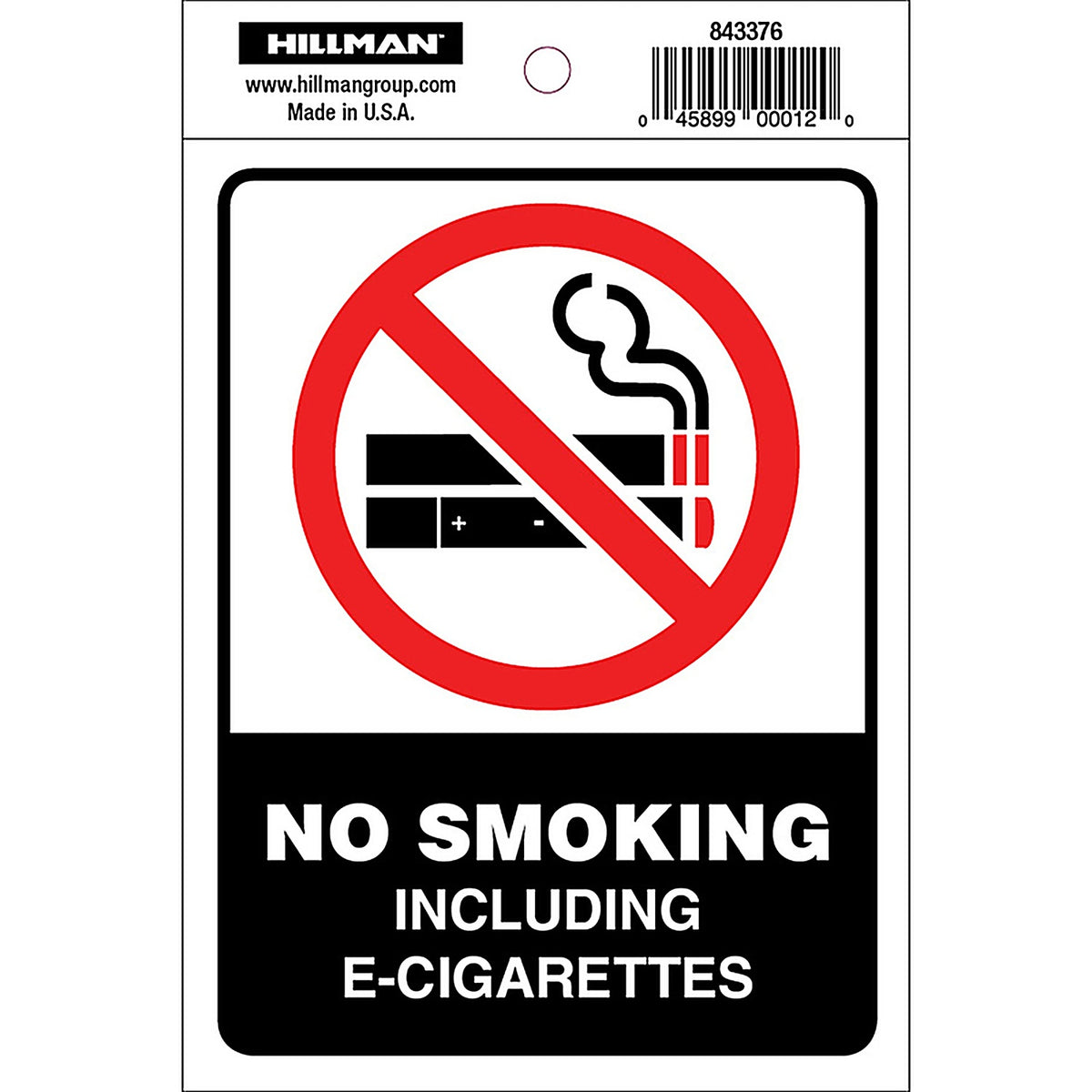 Hillman 843376 English White No Smoking Decal 4 in. H x 6 in. W
