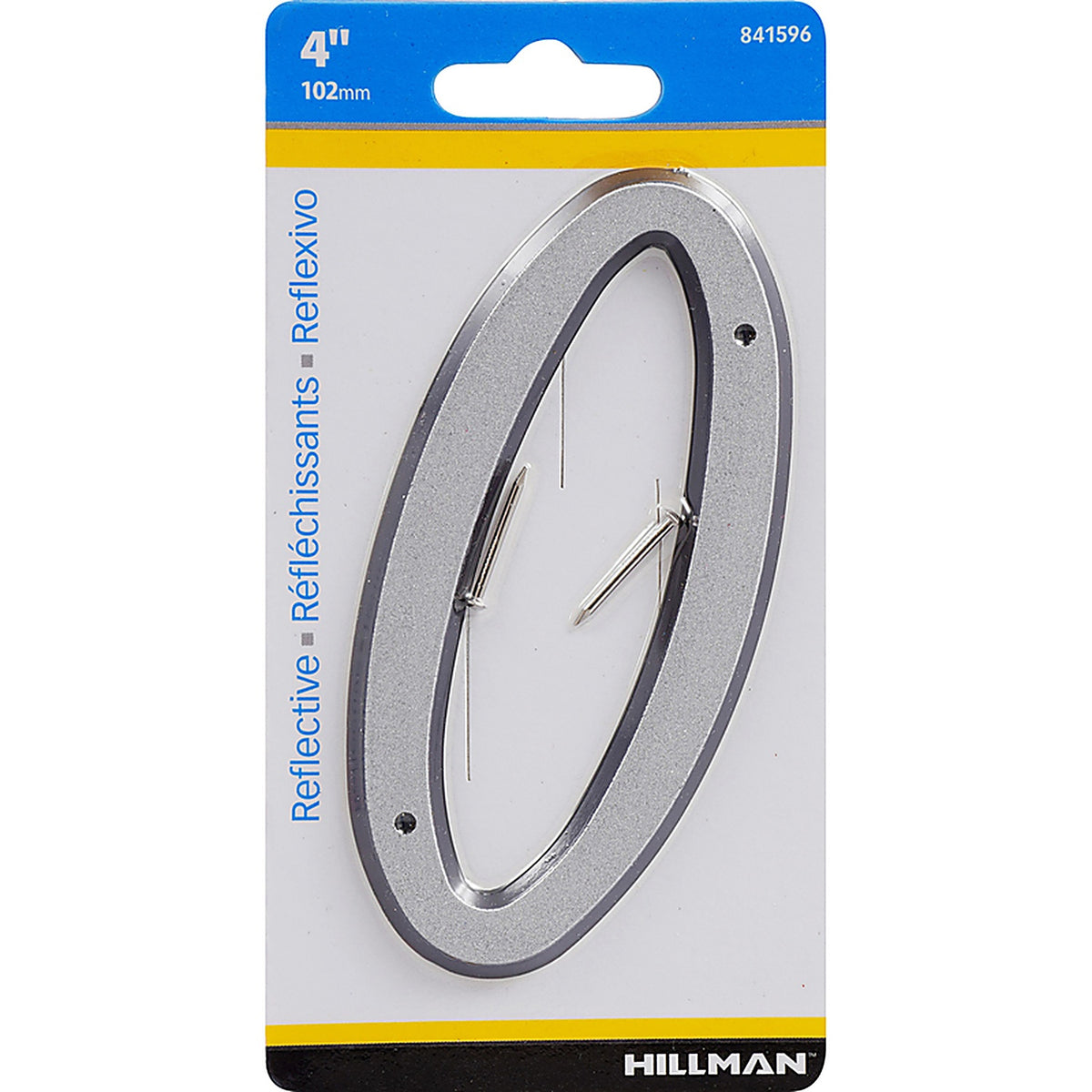 Hillman 841596 4 in. Reflective Silver Plastic Nail-On Number 0 1/pc.
