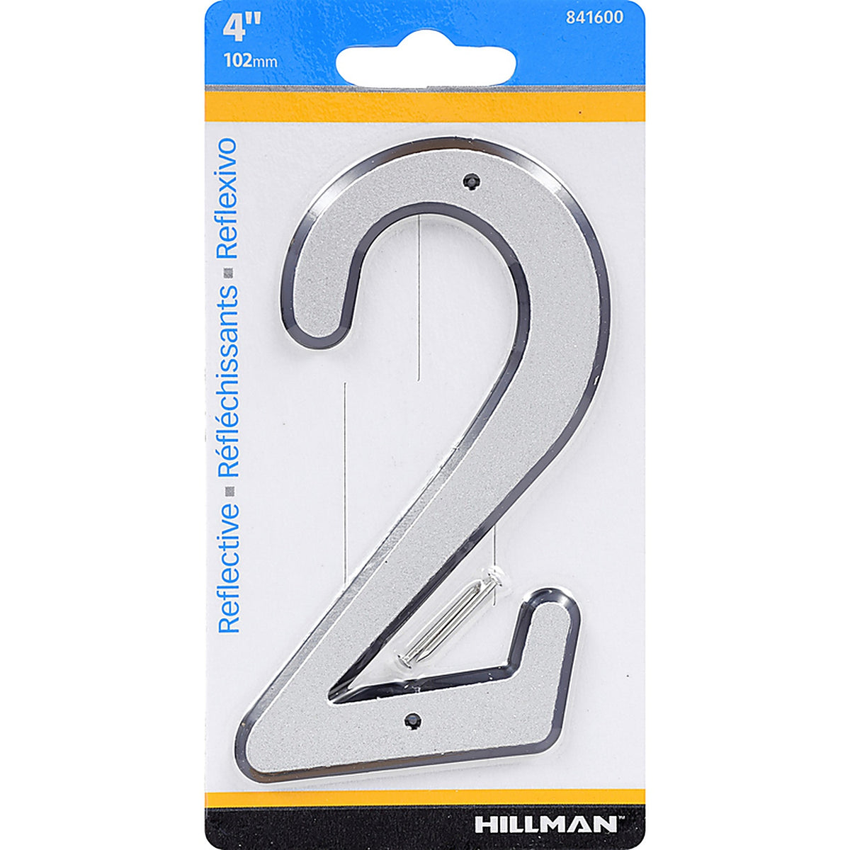 Hillman 841600 4 in. Reflective Silver Plastic Nail-On Number 2 1/pc.