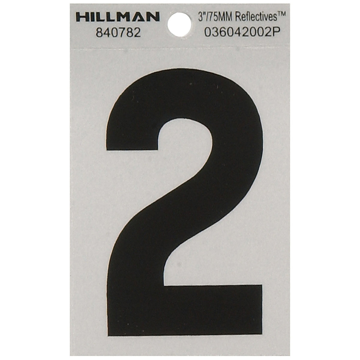 Hillman 840782 3 in. Reflective Black Mylar Self-Adhesive Number 2 1/pc.